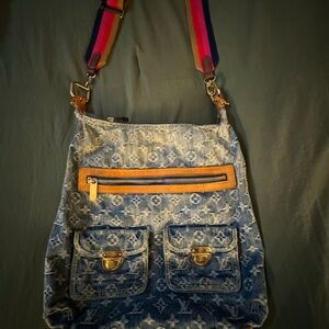 LV Blue Denim Monogram Baggy ^Upcycled strap.